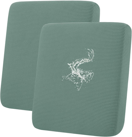 hyha Waterproof Couch Cushion Covers for Pets, Non Slip Sofa Seat Cover for Dogs Washable, Soft Thick Stretch Jacquard Fabric, Sofa Slipcovers with Elastic Bottom (2 Pieces, Green)