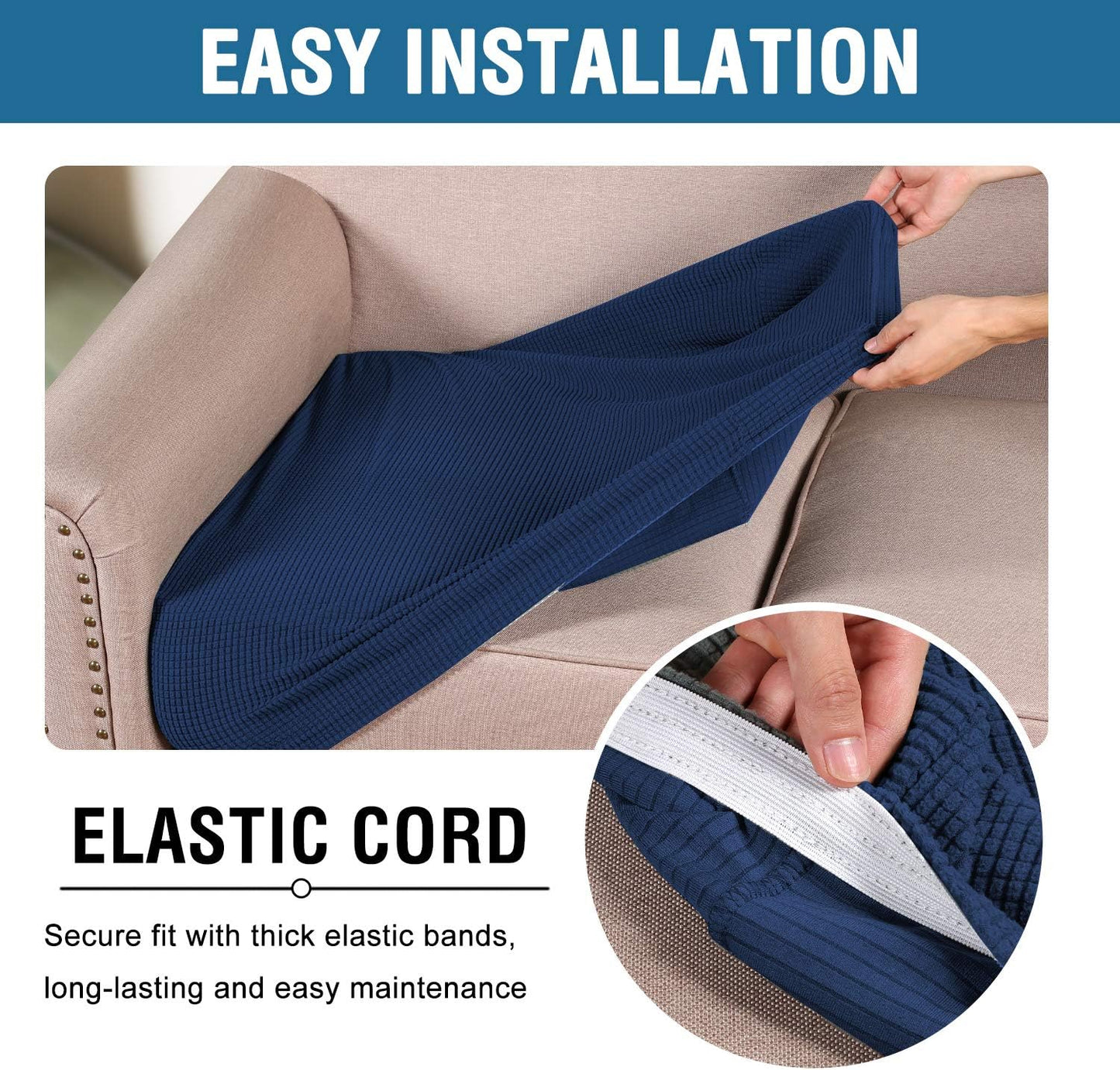 H.VERSAILTEX Super Stretch Stylish Cushions Covers/Furniture Cover Spandex Jacquard Small Checked Pattern Super Soft Slipcover Washable Individual