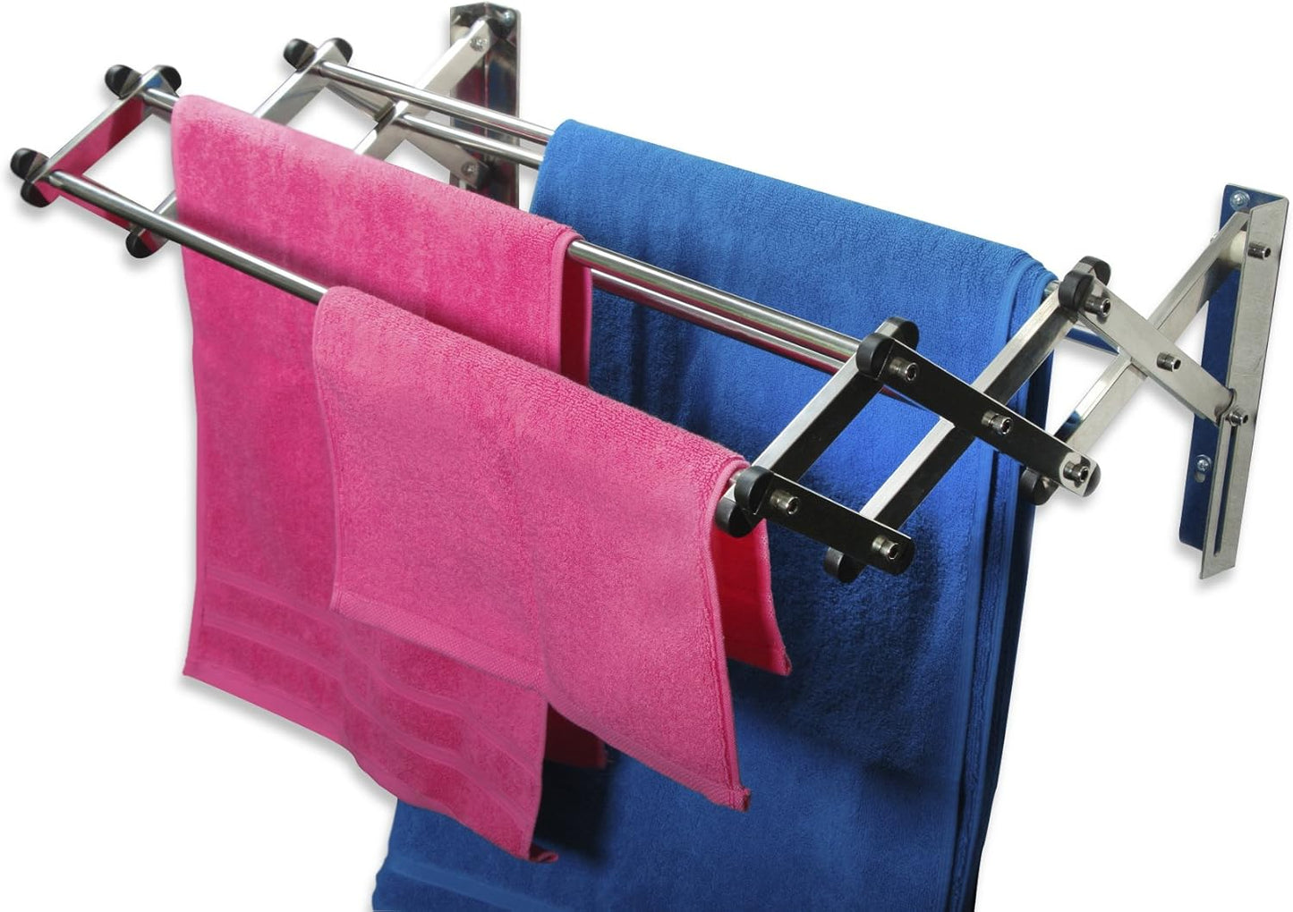 AERO W Racks Stainless Steel Wall Mounted Collapsible Laundry Clothes Drying Rack 45 Pound Capacity 11 Linear Ft