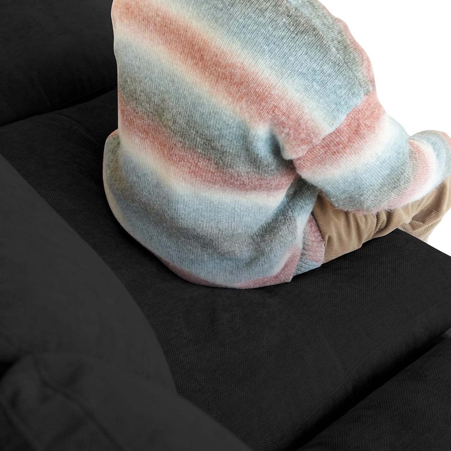 JACH Sectional Couches for Living Room, 3 Seater Cloud Sectional Couch with Deep Seat, Down Filled Modular Sofa, Covers Removeable & Washable, Sofas Furniture for Living Room, Black