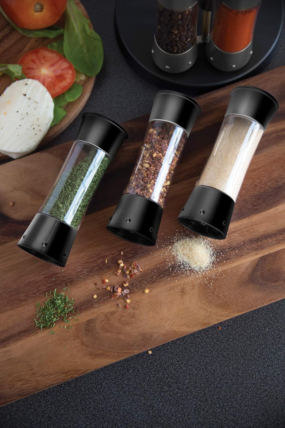 Kitchen Art Elite Auto-Measure Spice Professional 8 Compartments Black 7.45 x 7.45 x 8.25 inches