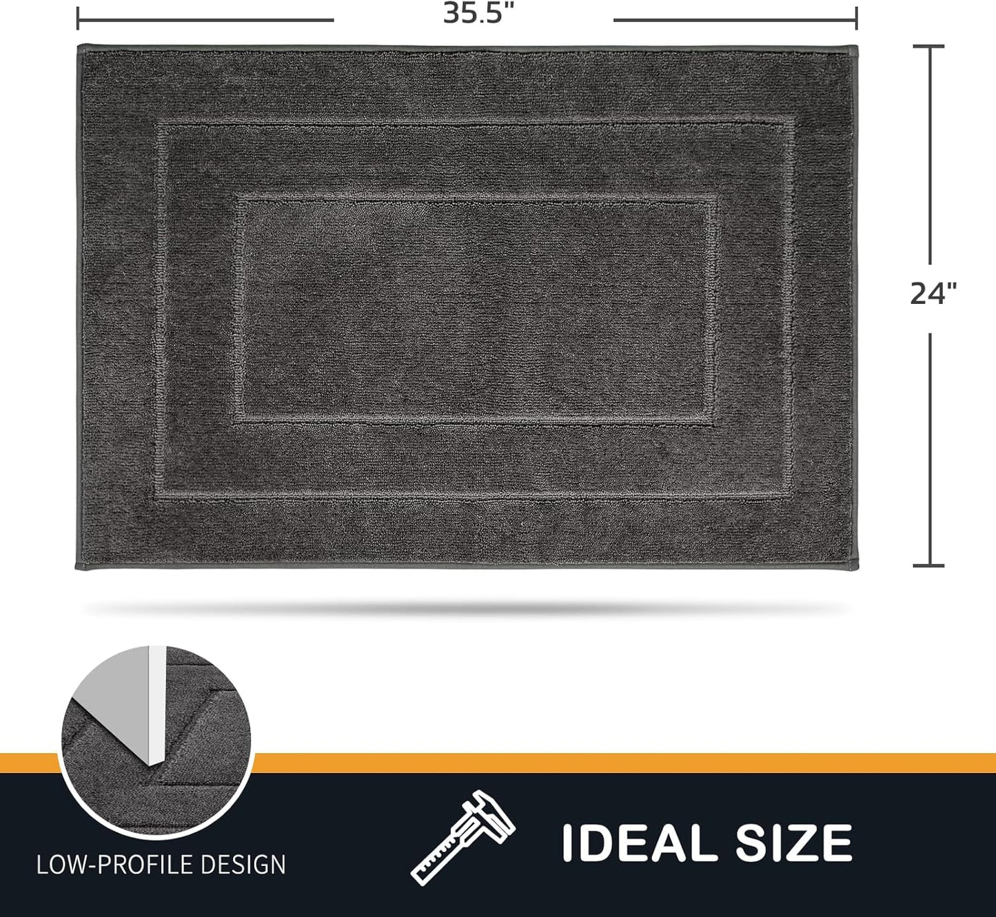 PURRUGS Dirt Trapping Door Mat 24" x 35.5", Non-Slip/Skid Machine Washable Entryway Rug, Dog Doormat, Super Absorbent Welcome Mat for Muddy Wet Shoes and Paws, Grey