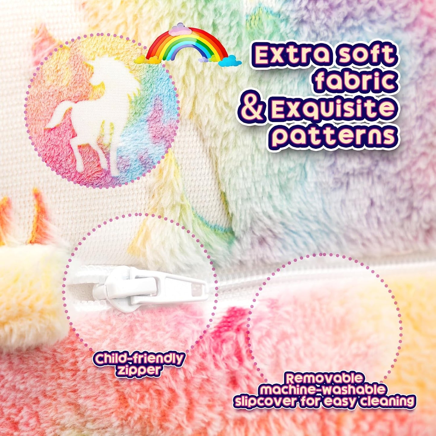 ALIMORDEN Kids Ultra-Soft Snuggle Foam Filled Chair, Cuddly Sherpa Reading Couch for Boys and Girls,Glow-in-The-Dark Unicorn Pattern