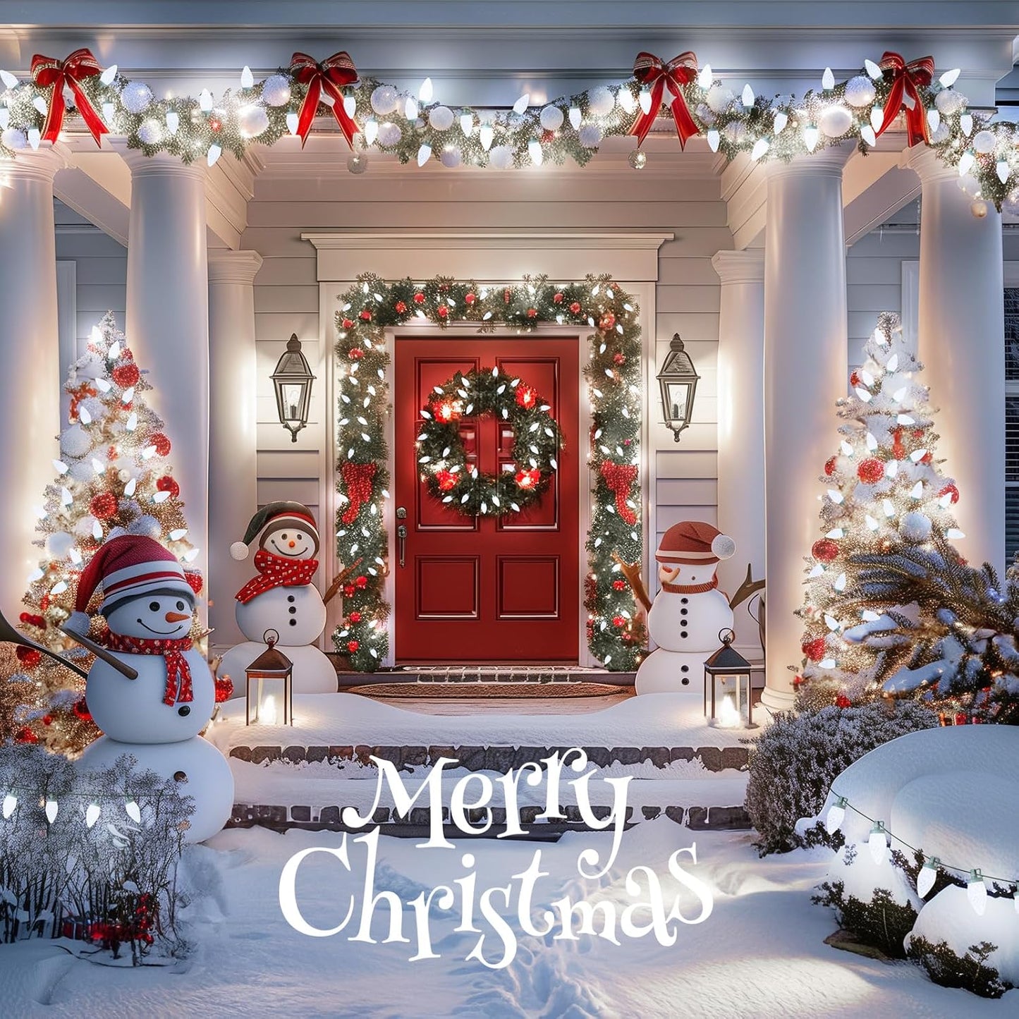 Brightown C9 LED Christmas String Lights, 33ft 50 LED Waterproof Strawberry String Lights, Plug-in Extendable Green Wire Lights String for Outdoor Indoor Patio Party Decoration (White)