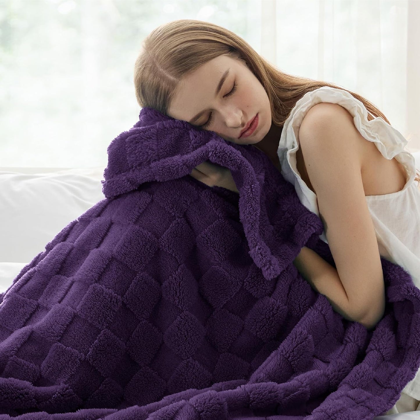 Bedsure GentleSoft Twin Blanket for Bed Purple - Super Soft Cozy Blankets for Women Men Girls, Cute Fuzzy Fleece Throws for Bedroom Couch, 60x80 Inches