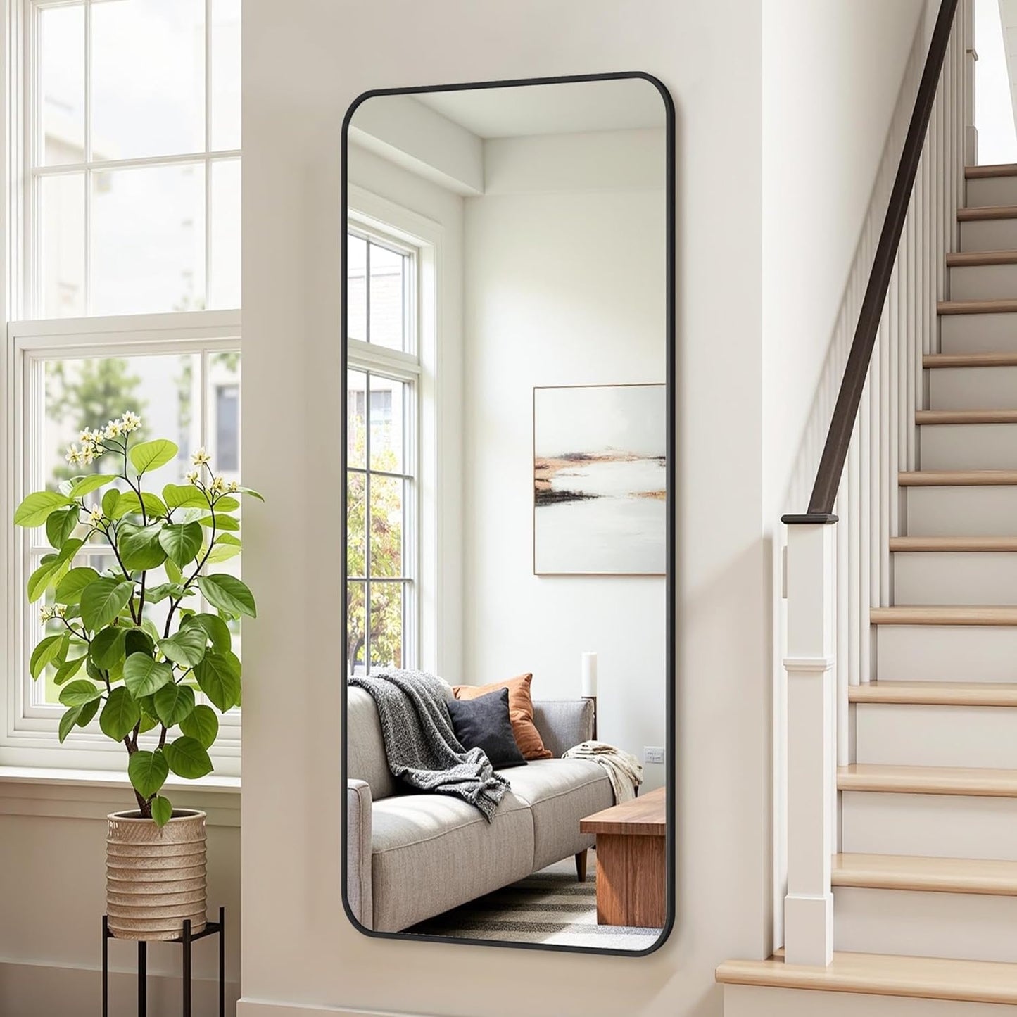 Bathroom Mirror 72" x 30", Large Rectangle Wall Mirror, Black Metal Frame Wall Mounted Mirrors for Bathroom, Vanity, Bedroom, Entryway Decor(Horizontal/Vertical)