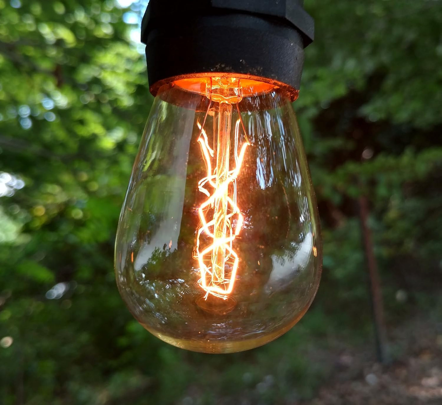 Hometown Evolution, Inc. E26 Outdoor Commercial String Lights with Suspended Socket for Weatherproof Heavy Duty Vintage Outside Lighting (S14 Zig Zag Edison 11 Watt Bulbs, 50 Foot 25 Socket)