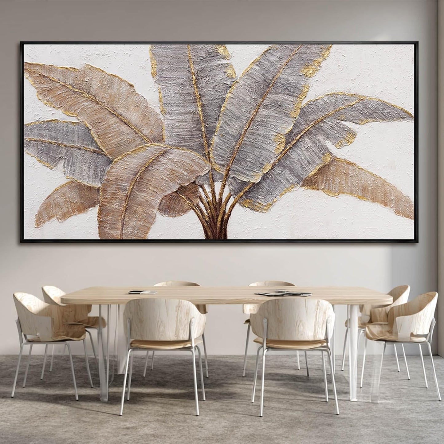 Plant Canvas Wall Art Contemporary Wall Decor Gold Pictures Textured Home Decorations 29"x58" Canvas Art for Living Room Kitchen