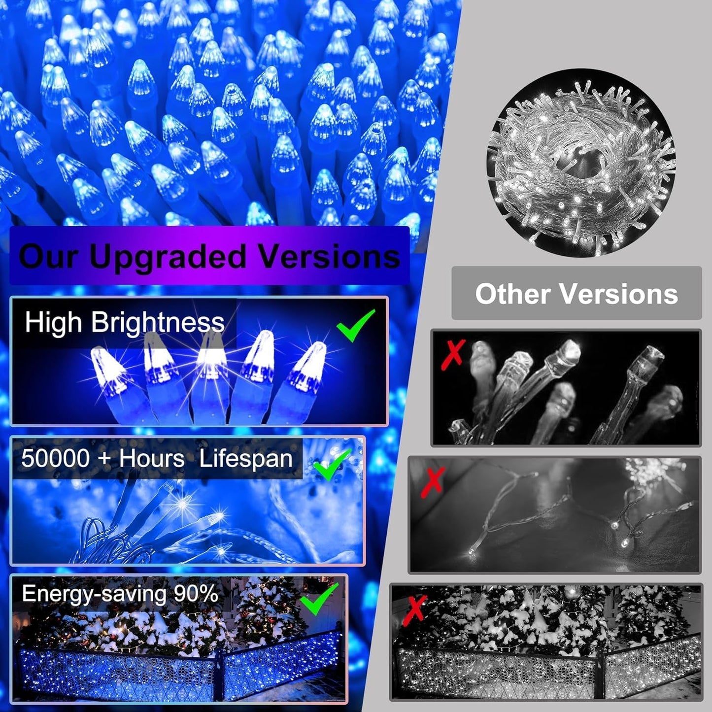 1332 LED 131FT Extra Long Icicle Lights - 296 Drops Waterproof Christmas Lights 12 Modes, Outdoor Christmas Decor for Mall Hotel Fence Holiday Lighting Blue