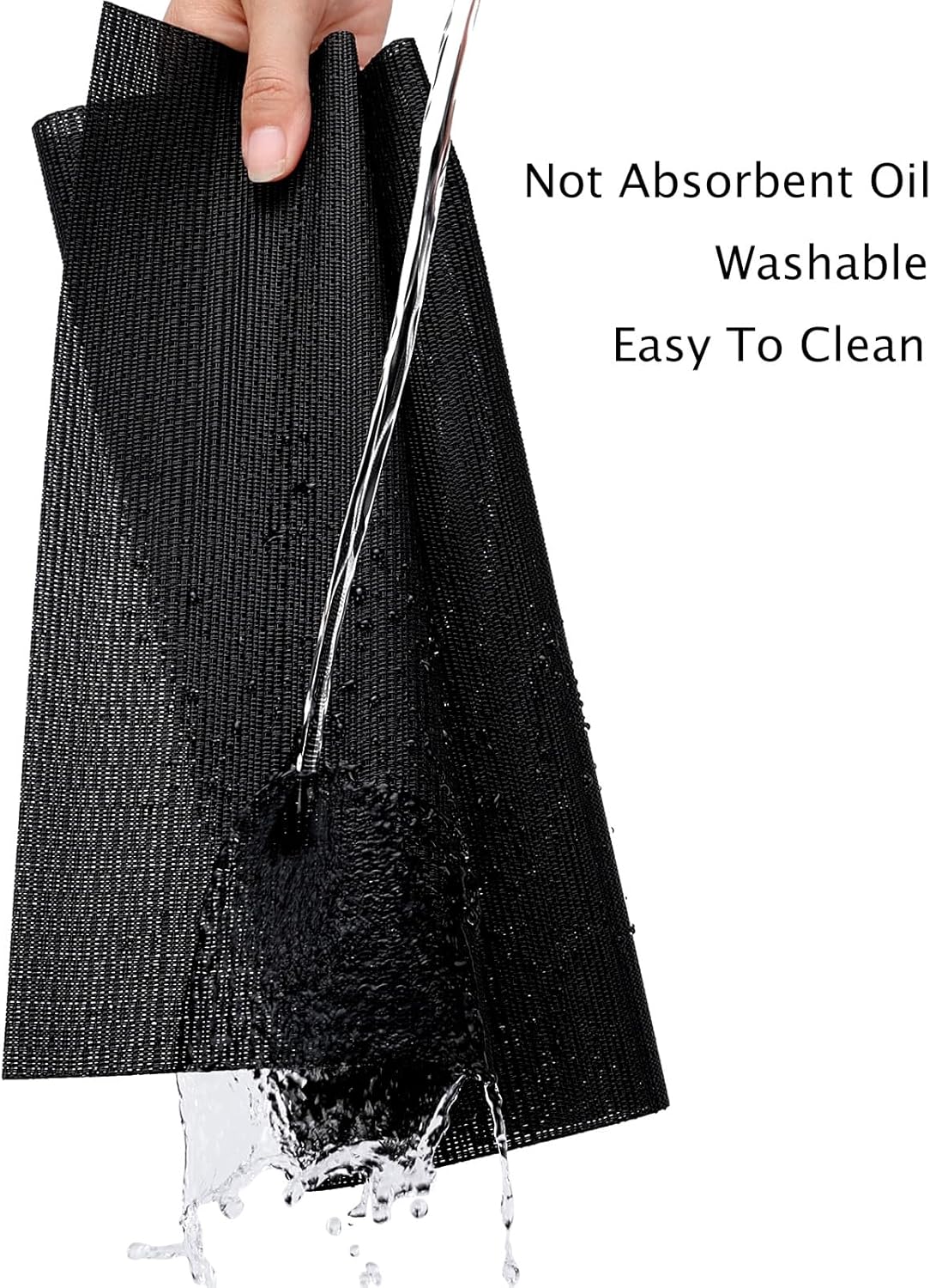 Myir JUN Placemats Set of 4, Vinyl Woven Placemats Place Mats Indoor Set of 4 Washable Table Mats Non-Slip Place mats for Dining Table (Black, Set of 4)