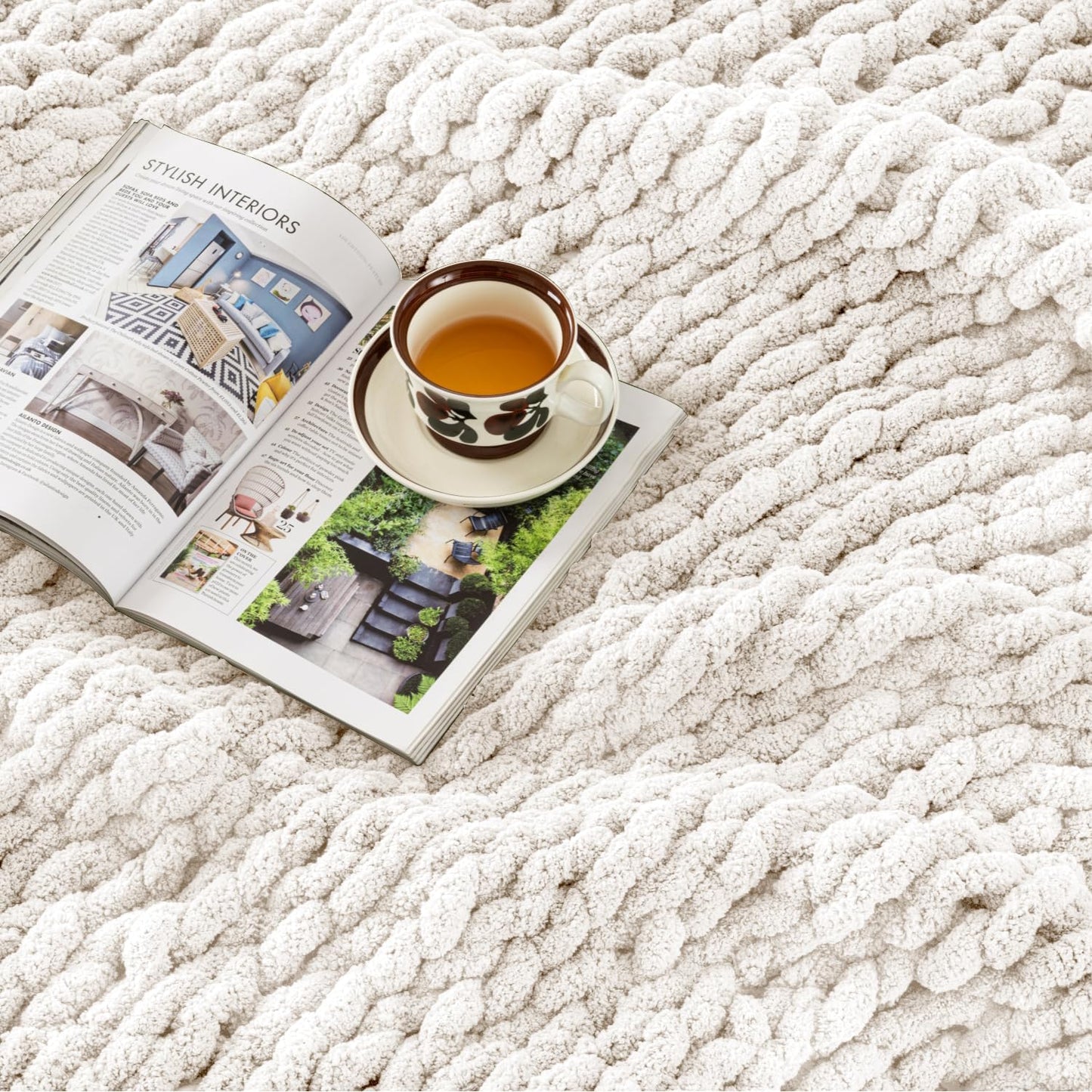 Ultra Soft Chunky Knit Blanket Throw -40x50 Hand Knitted Warm Chenille Throw Blanket, Home Decor Soft Thick Yarn Cable Knit Blanket Breathable Fleece Banket Christmas for Couch Bed Sofa Best GIF