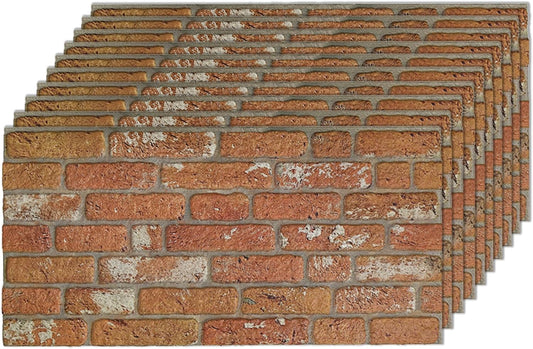 IZODEKOR 3D Wall Panels Brick Effect - Cladding, Stone Look, Styrofoam Facing for Living Room, Kitchen, Bathroom, Balcony, Bedroom, Back of Counter | Vintage Dream (10 x Panels) - Covers 53 sq ft