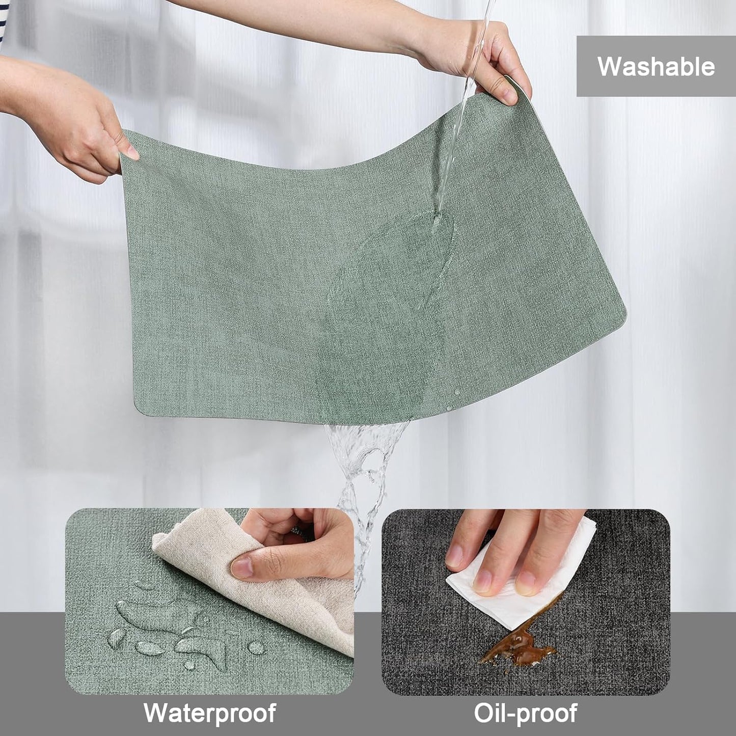 Myir JUN Placemats Dual Sided, Faux Leather Place Mats Set of 6 Indoor for Dining Table Non-Slip Washable Wipeable Heat Resistant Outdoor Table Mats (Gray Sage Green, Set of 6)