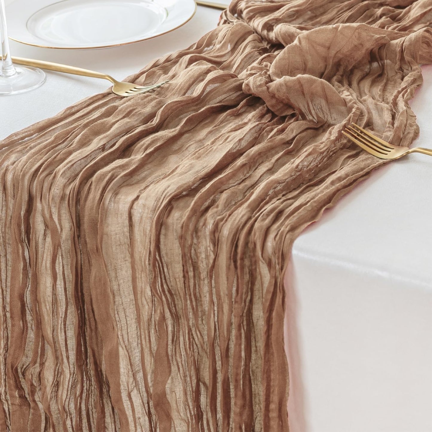 Sioloc Nude Cheesecloth Table Runner Fall Autumn Decor for Home 10ft Table Cloth for Tea Wedding Birthday Party Baby Bridal Shower Halloween Thanksgiving