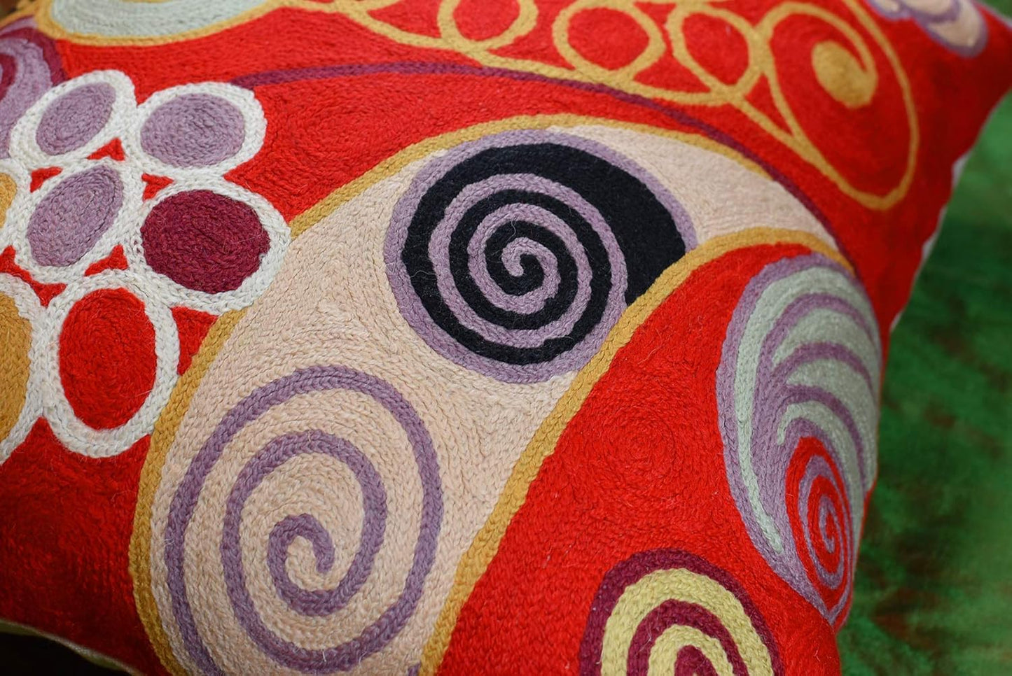 Hilma Al Klint Red Pillow Cover Modern Red Pillowcase Abstract Chair Cushion Accent Throw Pillowsham Mid Century Chair Cushions Hand Embroidered Wool Size 18x18