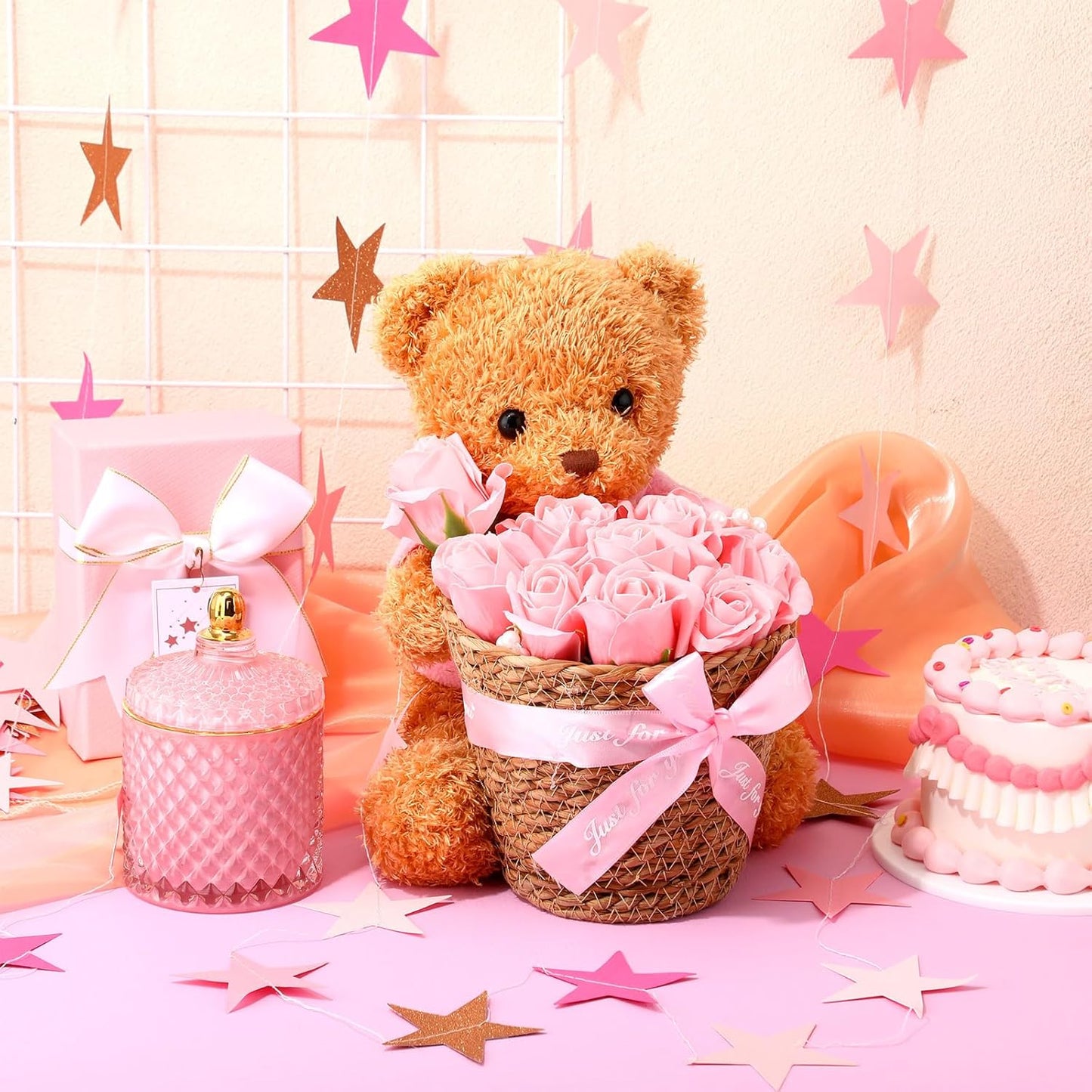 Patelai Glitter Star Garland Banner Decor 130 Feet Star Hanging Bunting Banner Twinkle Backdrop for Homecoming Classroom Wedding Birthday Halloween Christmas Party Supplies(Pink,Purple)