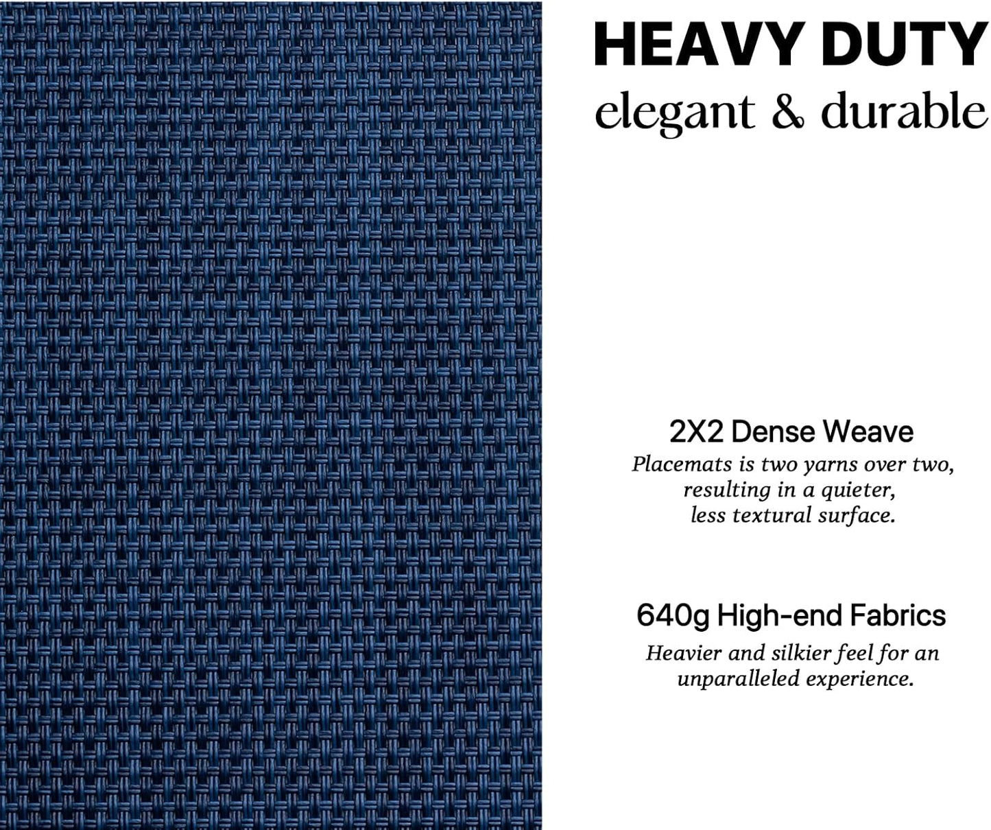 LEXMORE Placemats Set of 8 Vinyl/Plastic Woven Place Mats for Kitchen Table Indoor/Outdoor Washable Placemat Wipeable Dining Table Mats(Navy Blue)