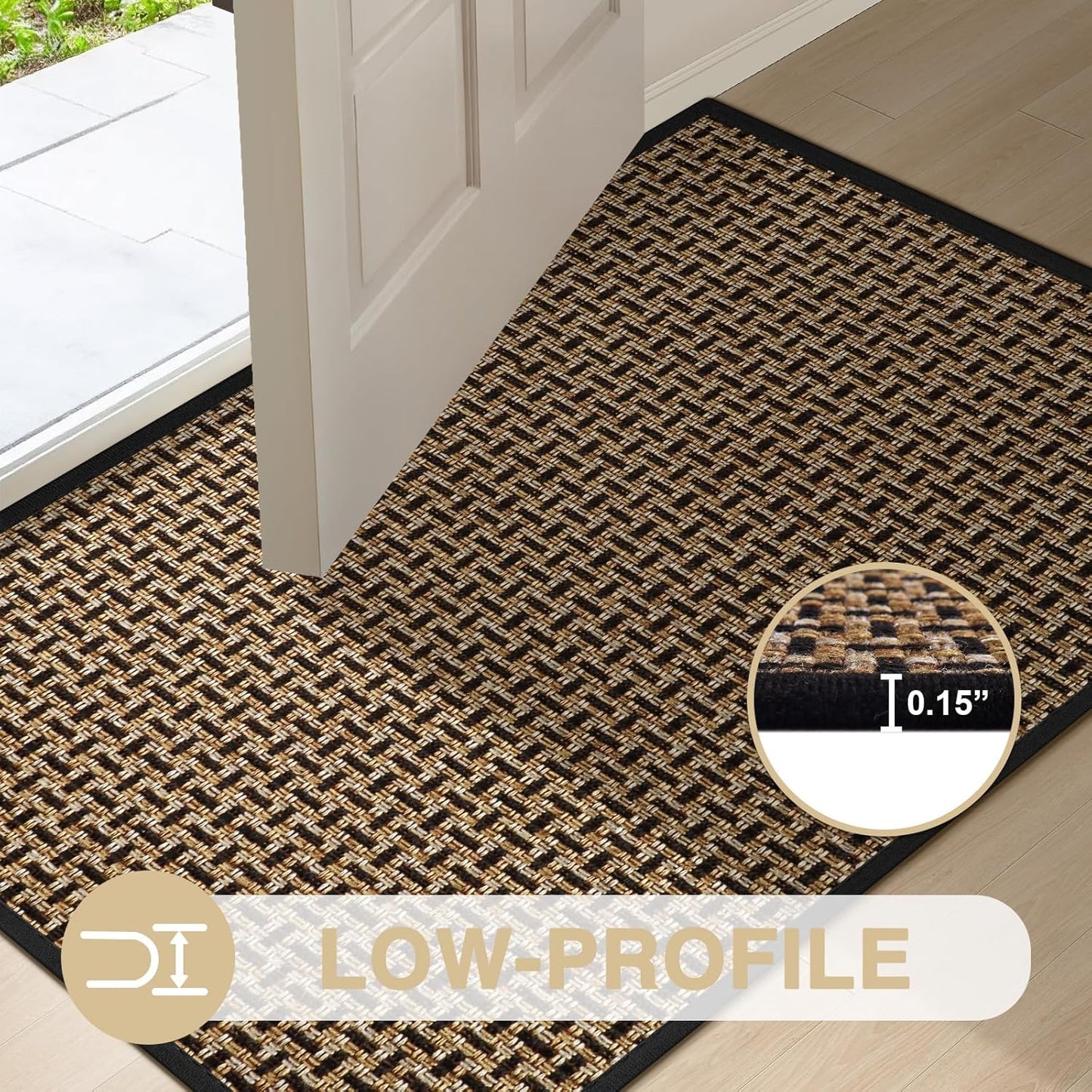 LEKEEPGO Door Mat Indoor Entrance 17"x29", Absorbent Indoor Door Mat, Non Slip Rubber Backing Inside Door Mats, Washable Floor Mat, Low-Profile Doormat for Front Door, Entryway, Entrance, Black