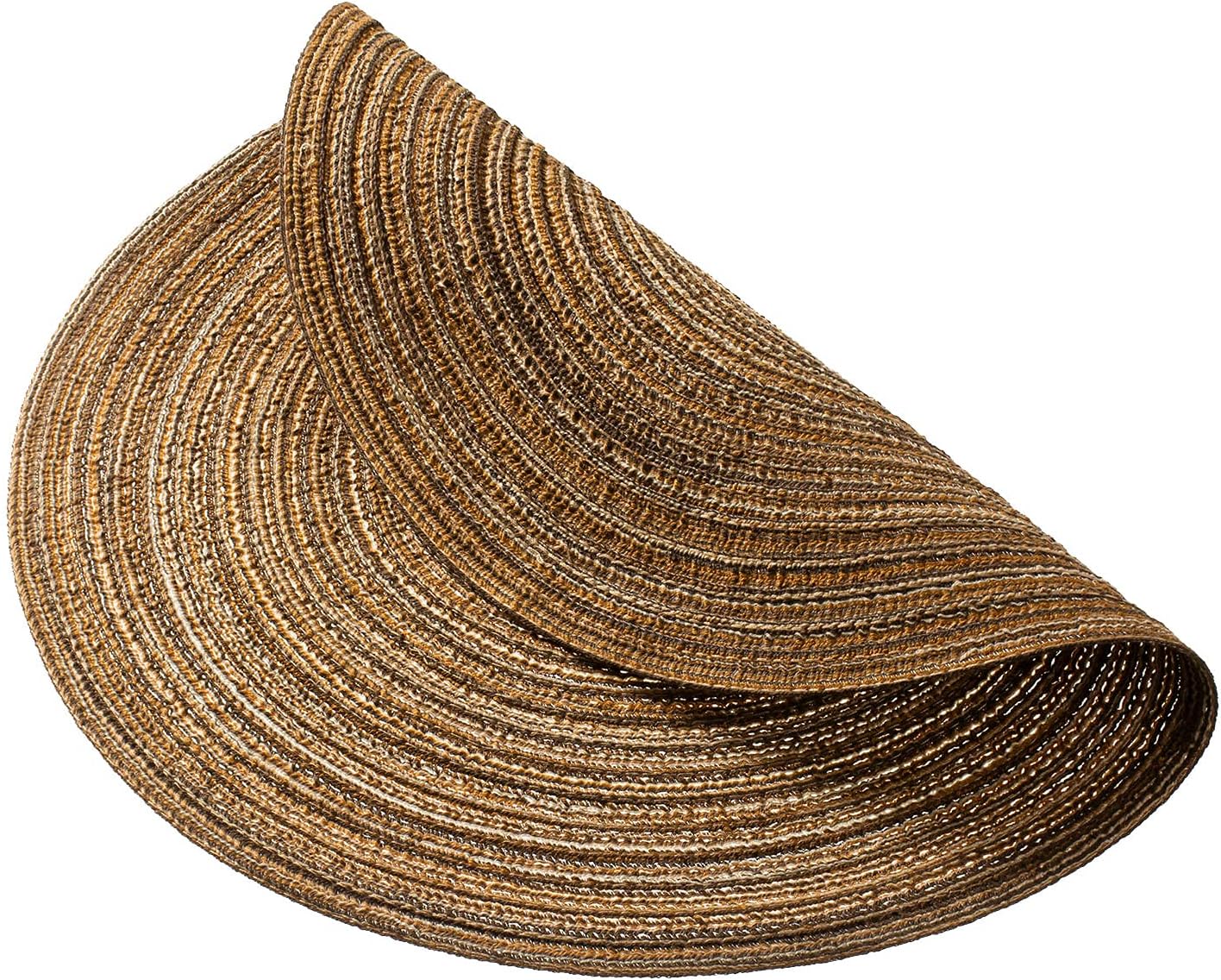 AHHFSMEI Round Braided Placemats Set of 6 Round Table Mats for Dining Tables Natural Woven Heat Resistant Place mats 15 Inch (Brown)