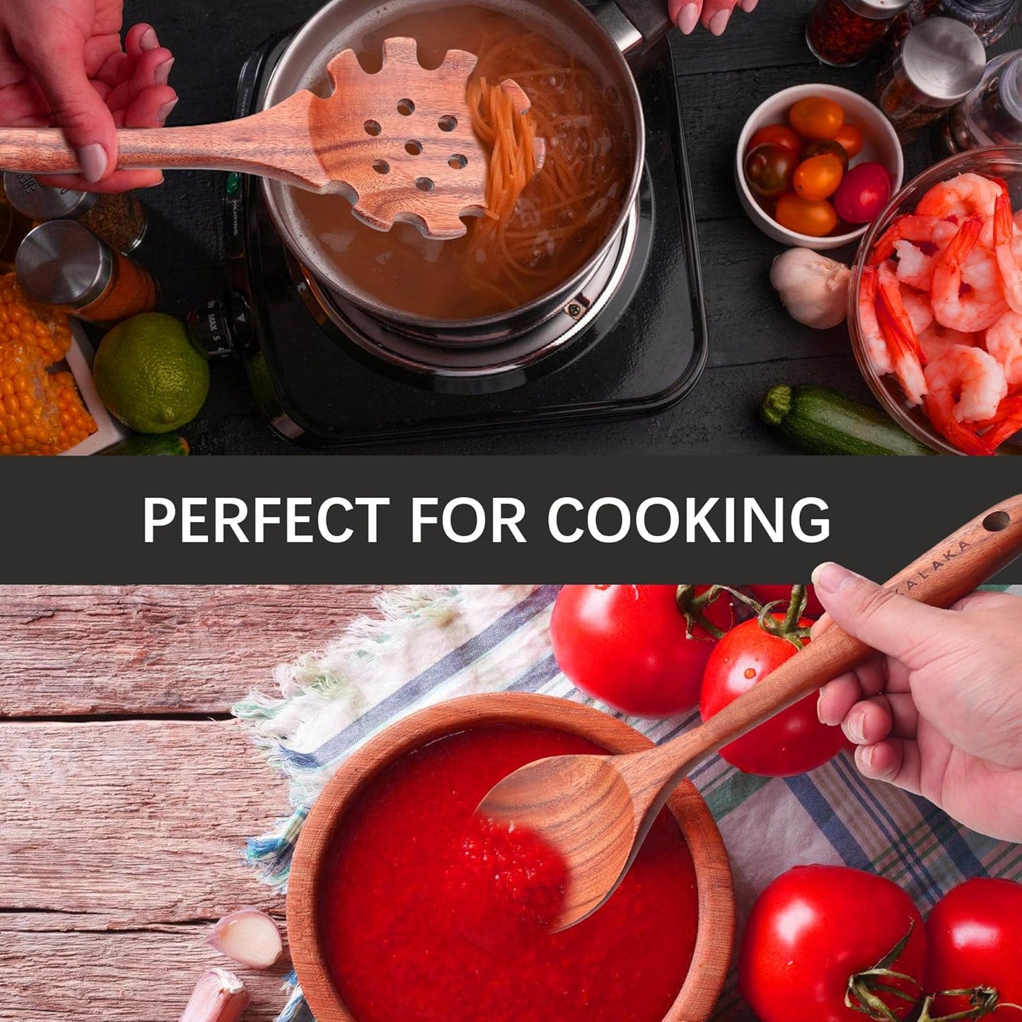 Wooden Spoons for Cooking,12 Pack Wooden Utensils for Cooking Wooden Cooking Utensils Wooden Kitchen Utensils Set Natural Teak Wooden Spatulas for Cooking