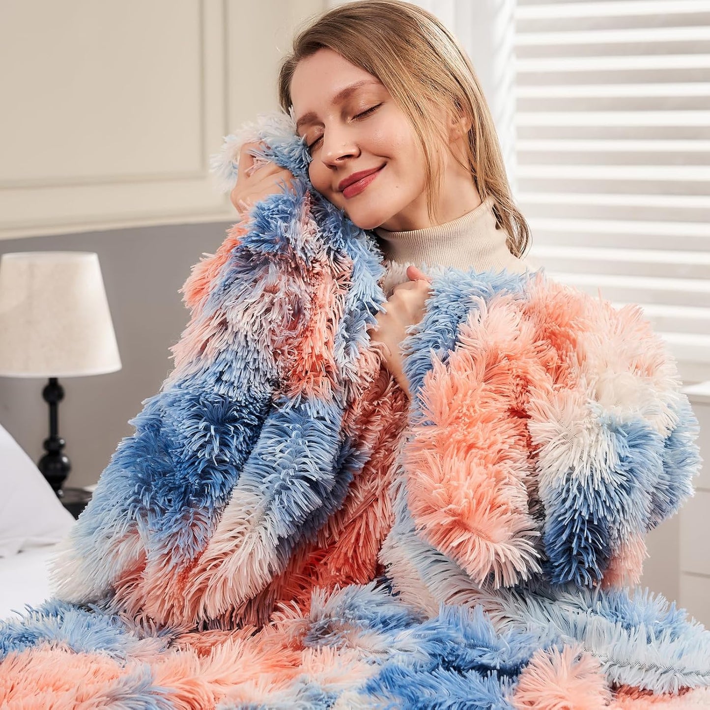 GONAAP Fuzzy Faux Fur Throw Blanket Tie-dye Sunset Super Soft Cozy Plush Fuzzy Shaggy Blanket for Couch Sofa Bed (Tie-dye Sunset, Throw(50"x60"))