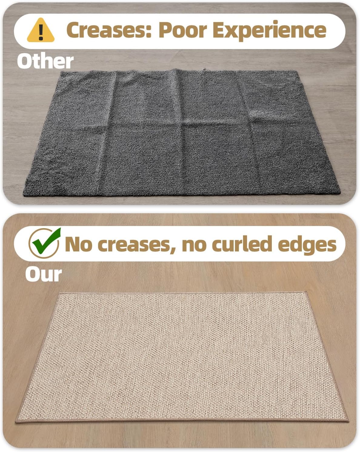 Color&Geometry Front Door Mat Indoor 17"x29", Ultra Non Slip Rubber Backed Dirt Trapper, Low Profile Thin washable, Easy Clean Entry Entryway Rug Door Mat Indoor Entrance, Khaki (Rolled-up NO Creases)