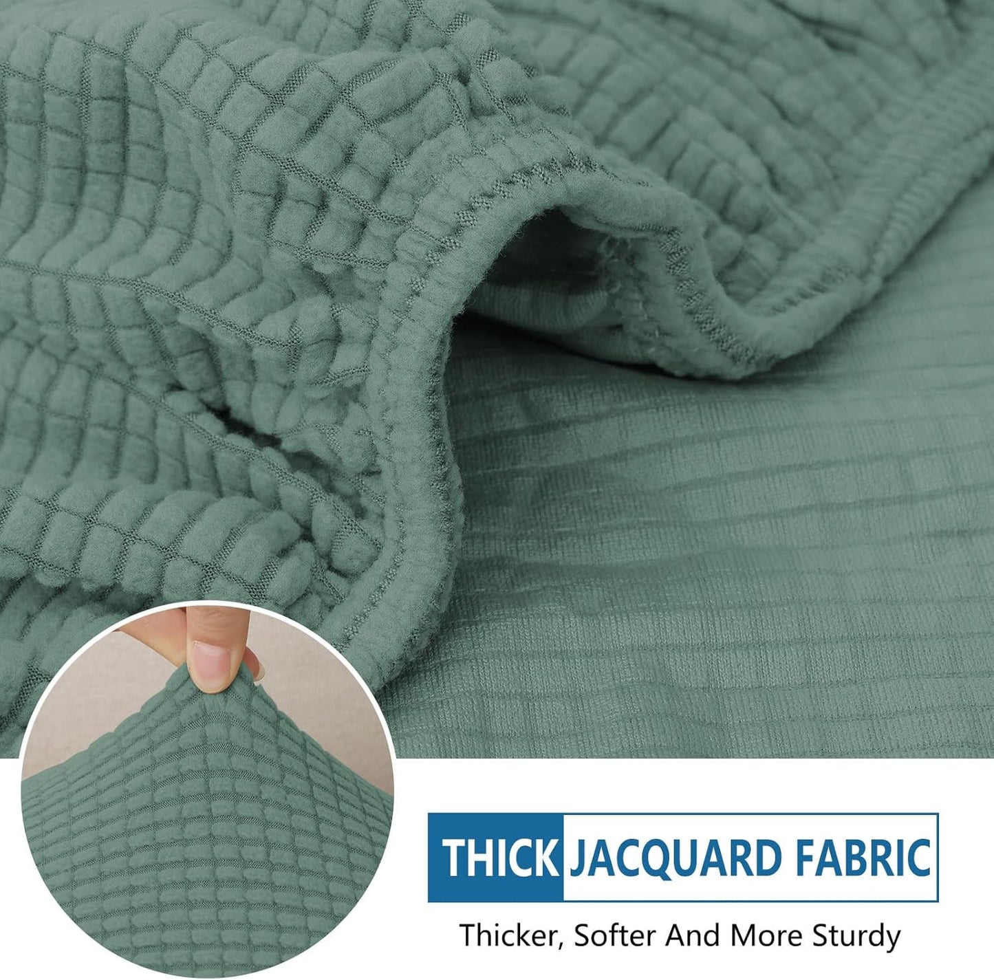 hyha Waterproof Couch Cushion Covers for Pets, Non Slip Sofa Seat Cover for Dogs Washable, Soft Thick Stretch Jacquard Fabric, Sofa Slipcovers with Elastic Bottom (1 Piece for Large, Green)