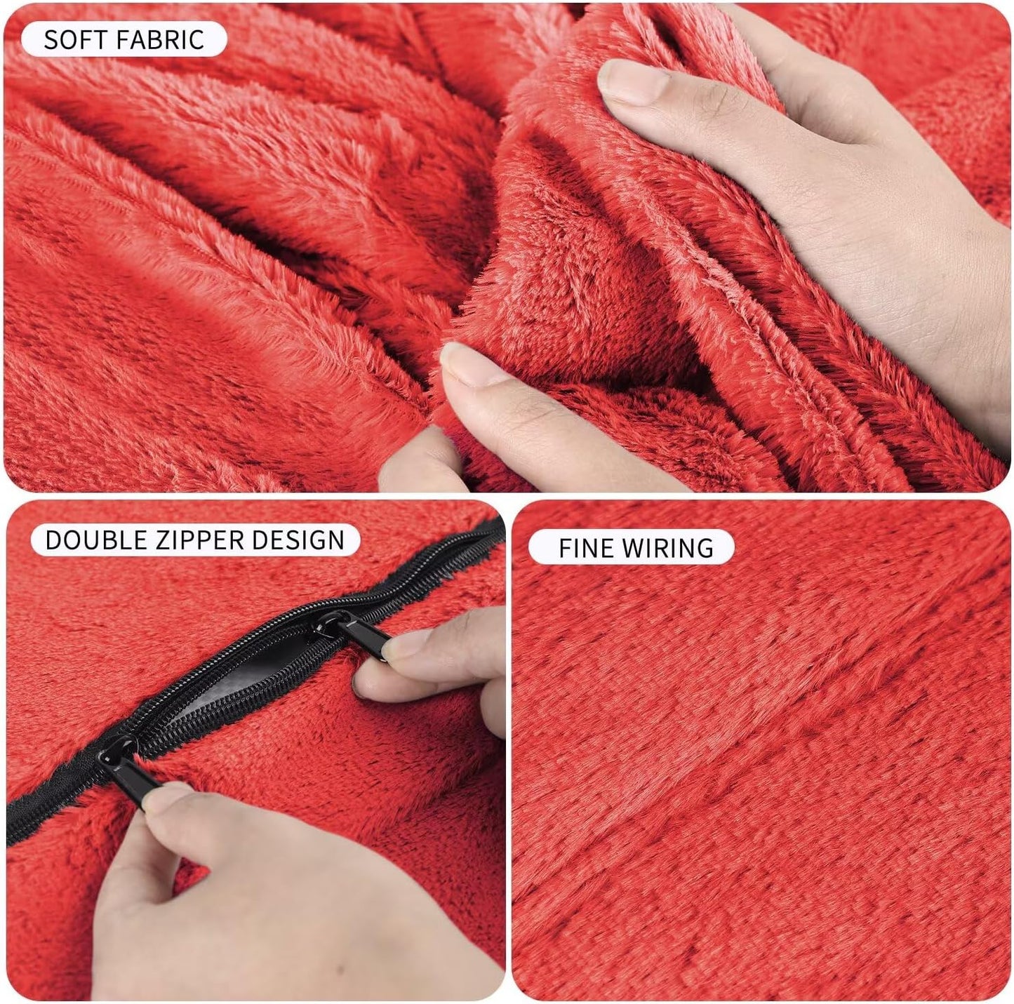 Bean Bag Chair for Adults 8FT,Soft Removable Cover for Teens/Girls Bedroom,Fluffy Giant Round Floor Beanbag Lounger Chairs (No Filler,Big Red)