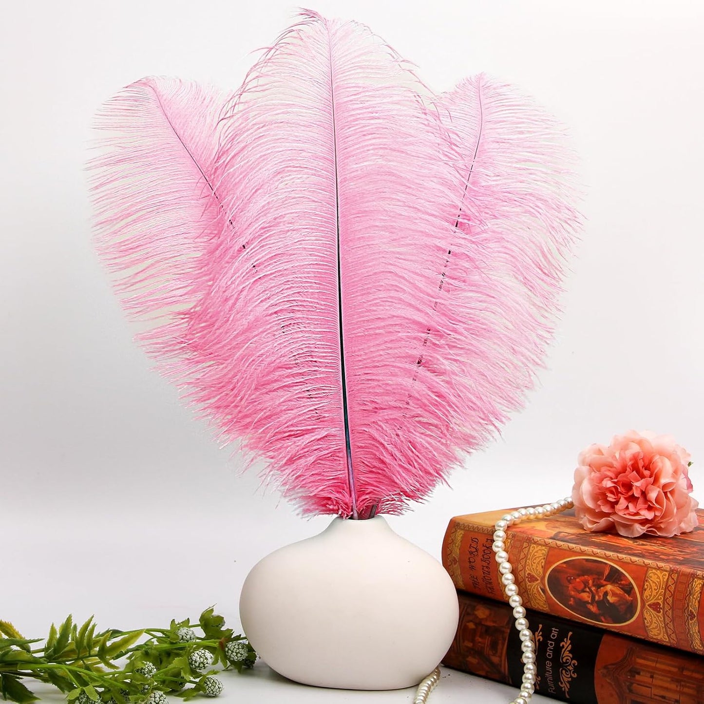 THARAHT 12PCS Ostrich Feathers Natural Bulk 12-14Inch(30-35cm) for Wedding Party Centerpieces Easter Gatsby Flower Arrangement and Home Decorate Ostrich Feathers,Pink