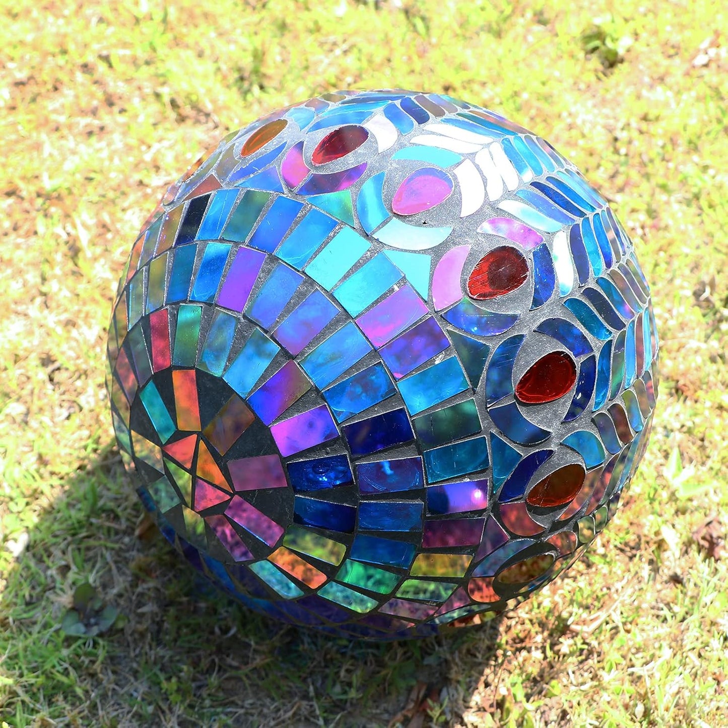 VCUTEKA Gazing Ball, Glass Mosaic Gazing Balls Sphere for Garden Lawn Outdoor Ornament Yard Decorative, 10-Inch, Purple