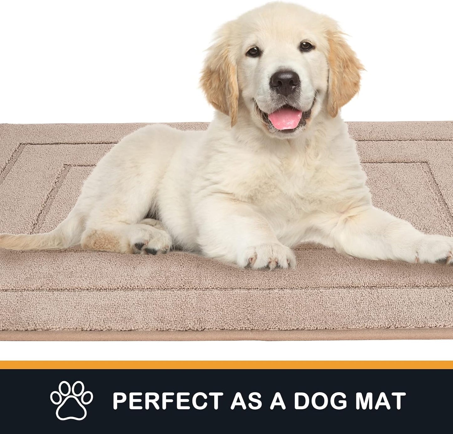 PURRUGS Dirt Trapping Door Mat 24" x 35.5", Non-Slip/Skid Machine Washable Entryway Rug, Dog Doormat, Super Absorbent Welcome Mat for Muddy Wet Shoes and Paws, Beige