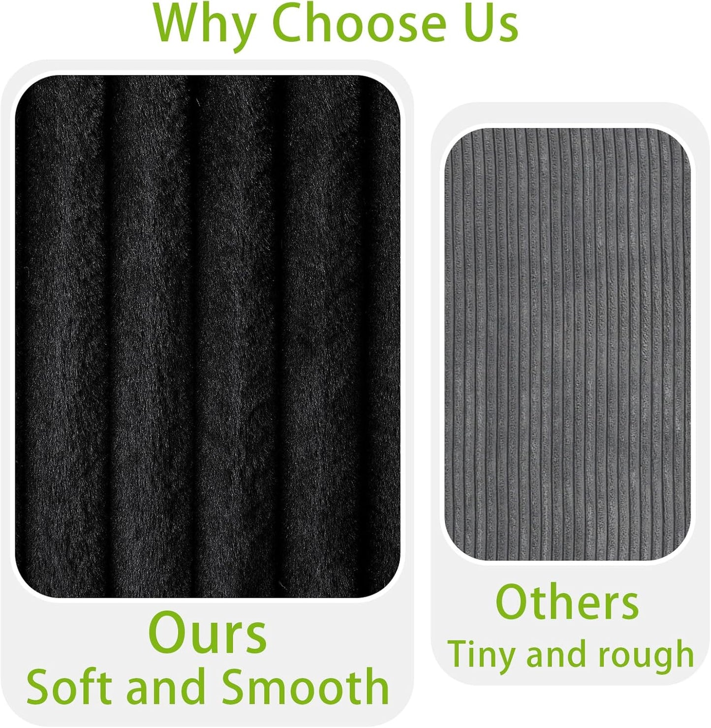 THSUPER Oversized U Shaped Plush Corduroy Fluffy Sectional Sleeper Sofa with Pull Out Bed and Double Storage Chaise for Living Room - Black