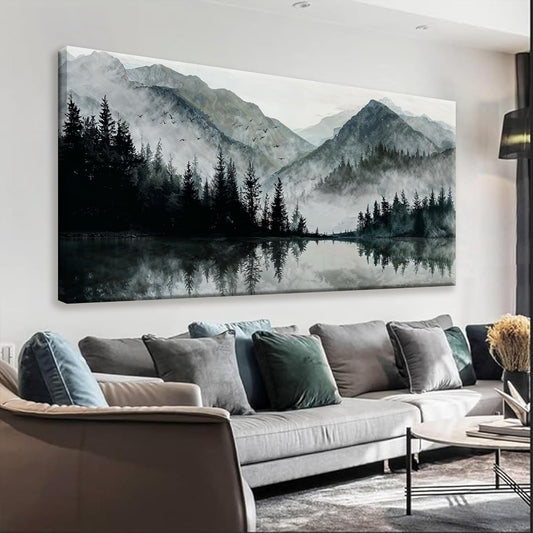 Modern Wall Art Natural Home Wall Decorations Canvas Art Wall Decor Prints Mountain Lake View Landscape Large Wall Art For Living Room Bedroom Kitchen Office Artwork Decor 29"×58"