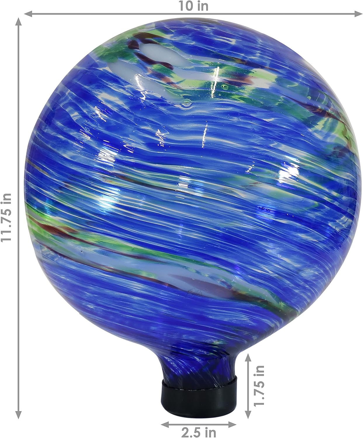 Sunnydaze 10-Inch Gazing Ball for Garden - Glass Gazing Globe for Outside - Garden Orb Yard Decor - Northern Lights