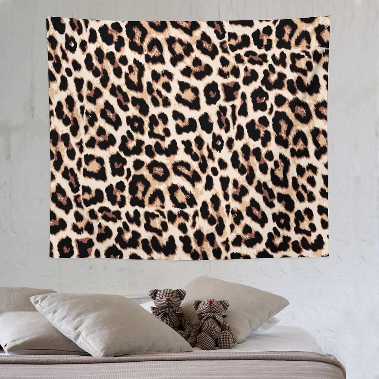 HZOHNAGO Leopard Print Tapestry Rustic Brown Leopard Wild Animal Printed Wall Tapestry Painting Wall Hanging for Bedroom Living Room Dorm 60" W x 50" H