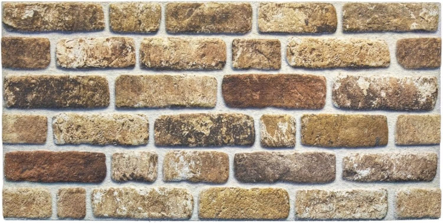 Dundee Deco 3D Wall Panels Faux Brick - Cladding, Light Brown Stone Look Wall Paneling, Styrofoam Facing for Living Room, Kitchen, Bathroom, Balcony, Bedroom, Set of 5, Covers 27 sq ft