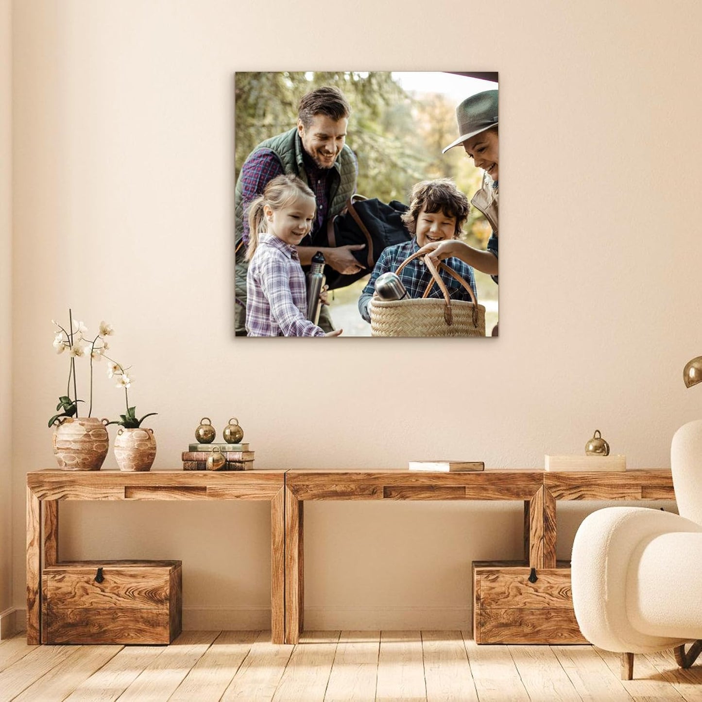 Custom Canvas Prints with Your Photos- Personalized Print Canvas Pictures, Custom Wall Art Gift for Living Room, Bedroom, Wedding Family Baby Pets Framed 8 x 8 inche