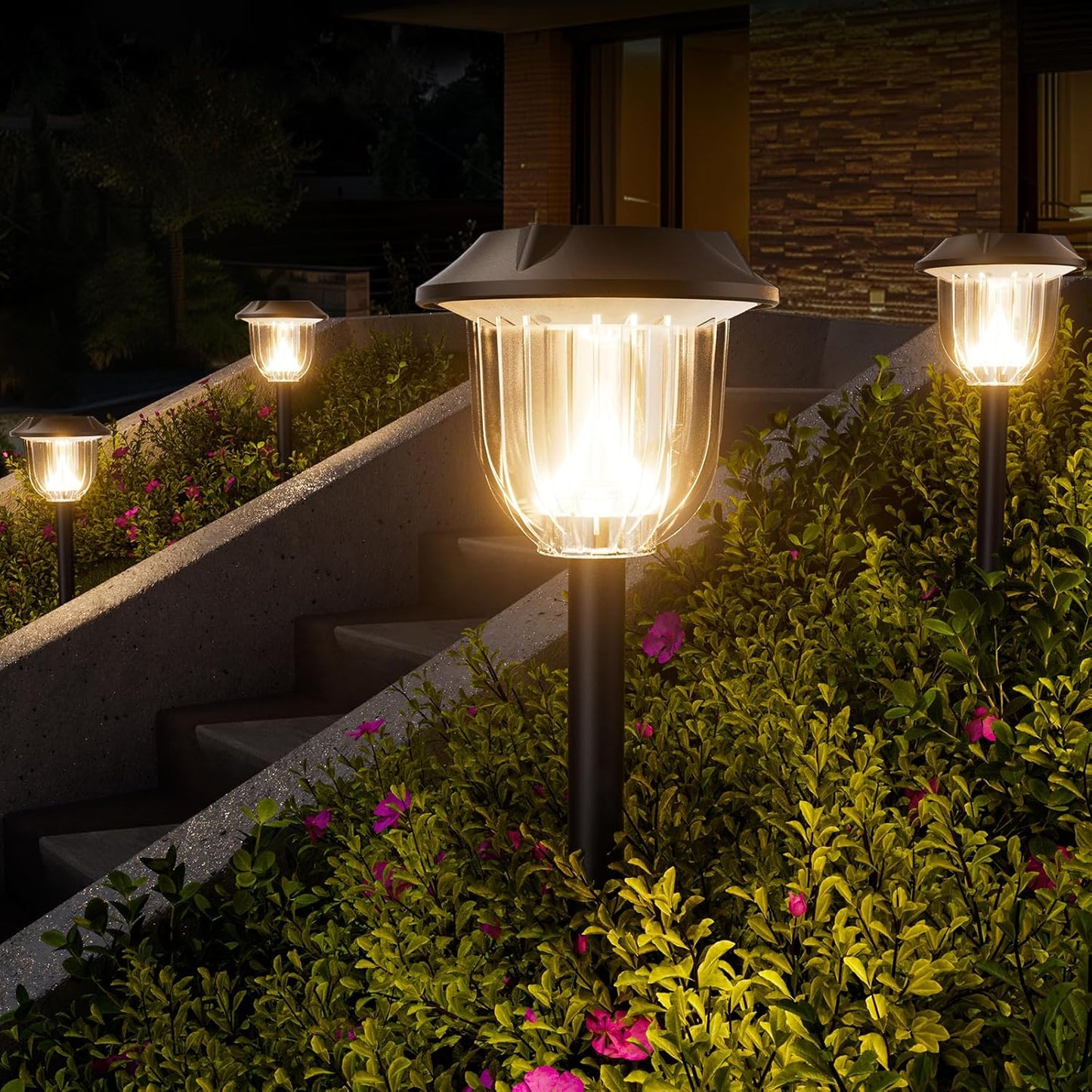 Solar Outdoor Lights,5 Pack LED Lights Outdoor Waterproof for Your Garden, Landscape, Path, Yard, Patio, Driveway(Warm)