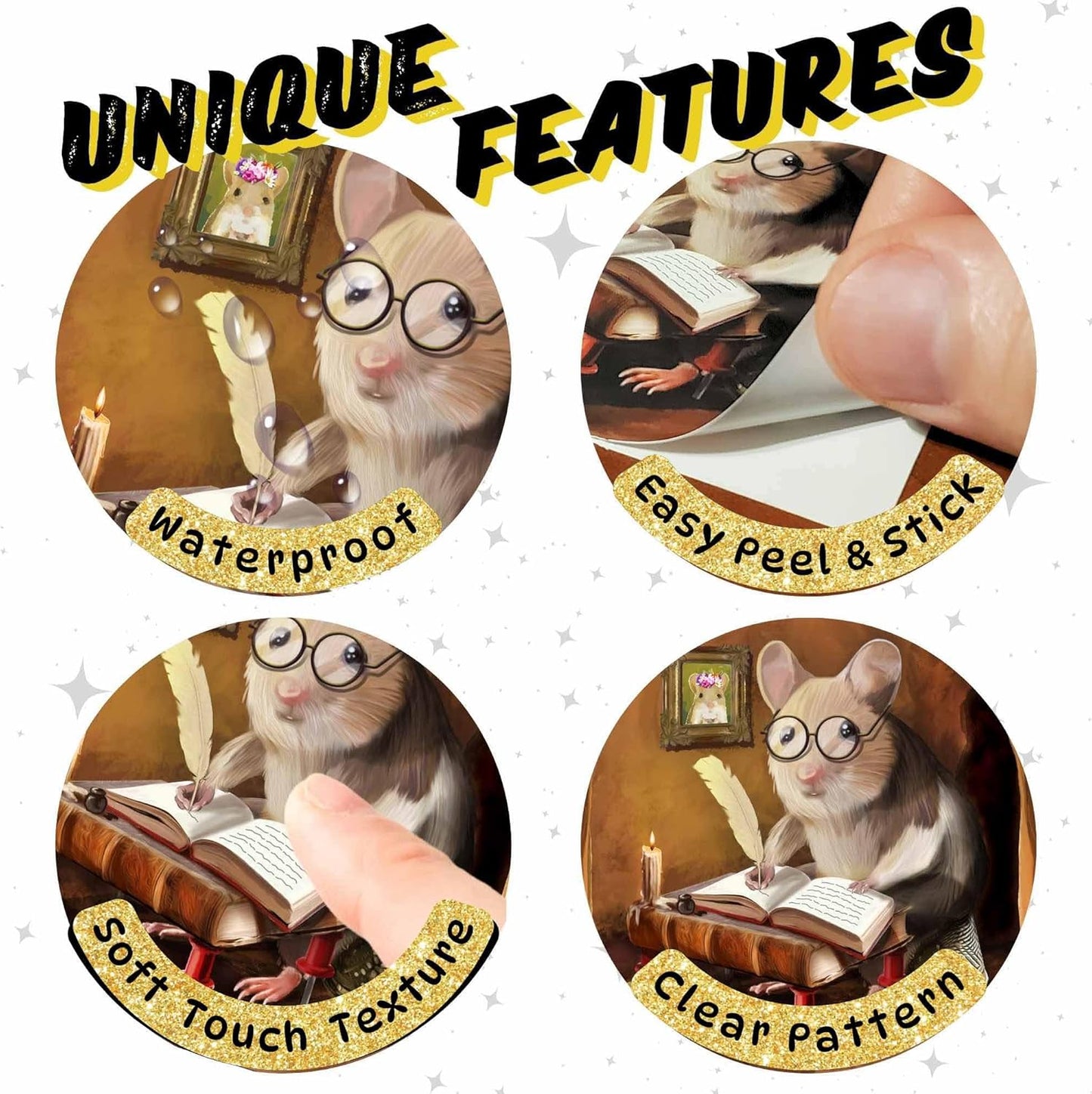 Mouse Reading Book, Wall Decor Sticker Decal, Kids Room, Classroom, Home, Bedroom, Bookcase, Book Lover, of Mice and Men, Children, Adorable, (Novelist Mouse)