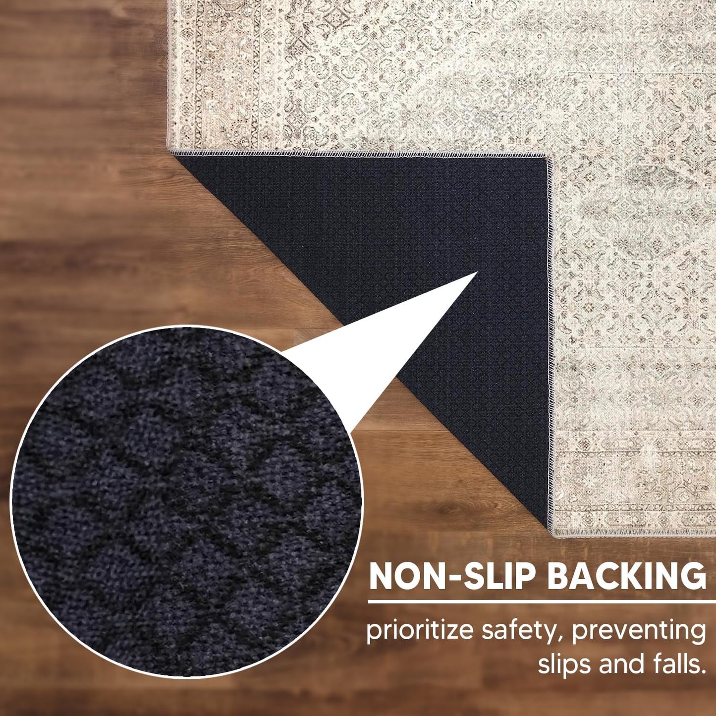 Keen Home Design 4x6 Rug - Machine Washable Area Rug with Non-Slip Backing, Ideal for Living Room, Dining Room, Bedroom - Vintage, Easy Clean, Durable, Low Pile Rug - (4' x 6')