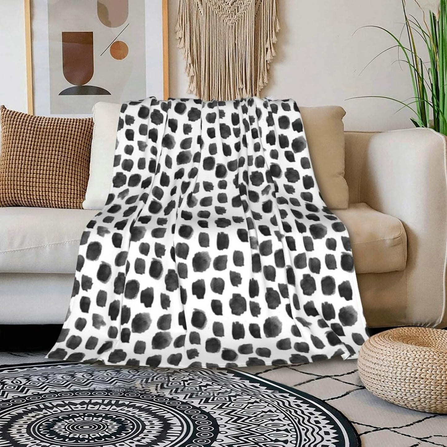 HGOD DESIGNS Watercolor Polka Dot Flannel Fleece Bed Blanket Throw Blanket Lightweight Cozy Plush Blanket for Bedroom Living Rooms Sofa Couch 40"x50"