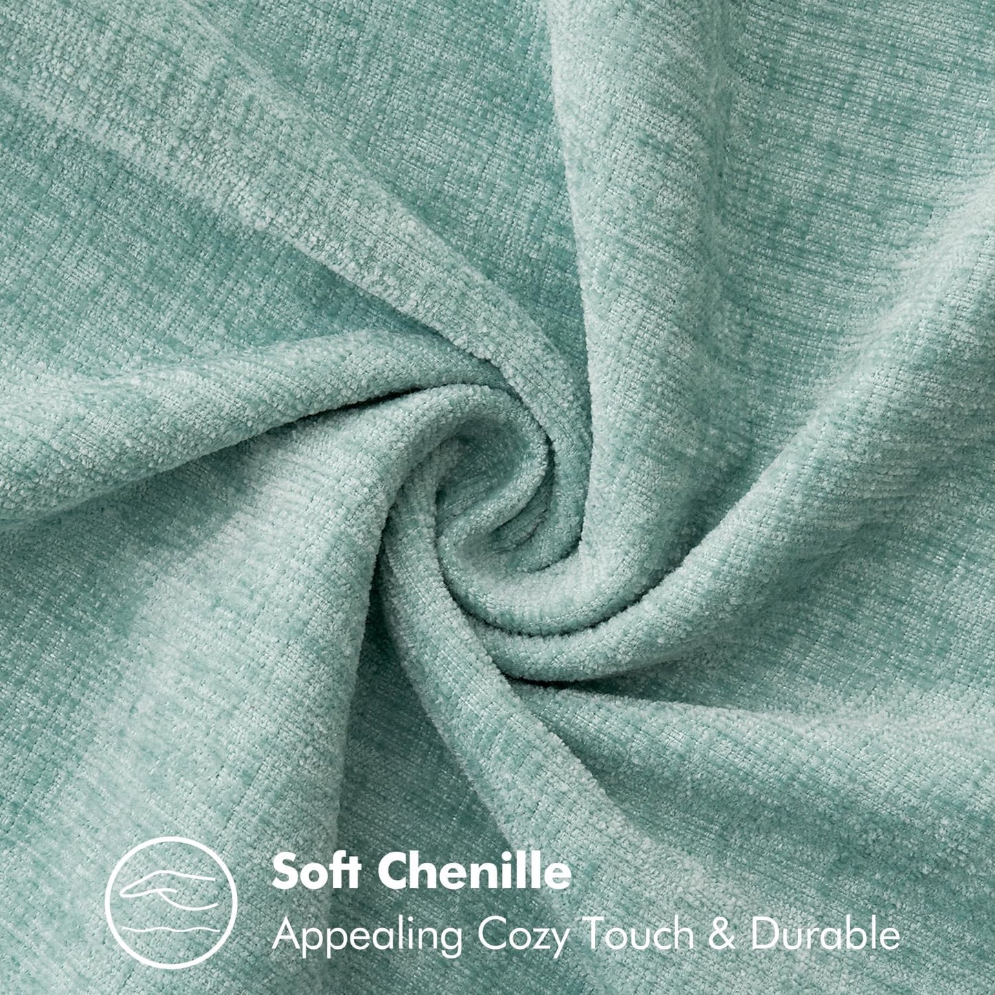 MIULEE Pack of 2 Couch Throw Pillow Covers 18x18 Inch Aqua Green Farmhouse Decorative Pillow Covers with Stitched Edge Soft Chenille Solid Dyed Spring Pillow Covers for Sofa Bed Living Room