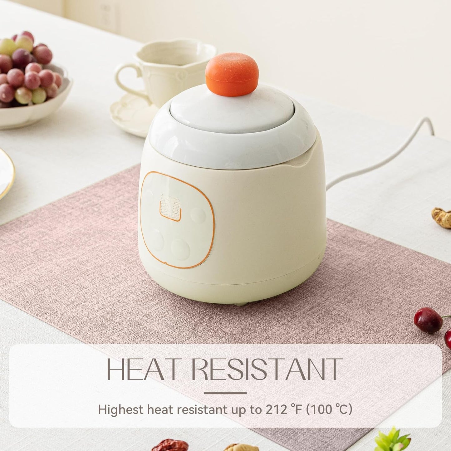 Romanstile Vinyl Placemats Set of 8-12 X 18 Inch - Heat Resistant Place Mats 100% Waterproof Oilproof Wipeable Reversible Faux Leather Table Mats for Kitchen/Dining/Party/Outdoor, Pink