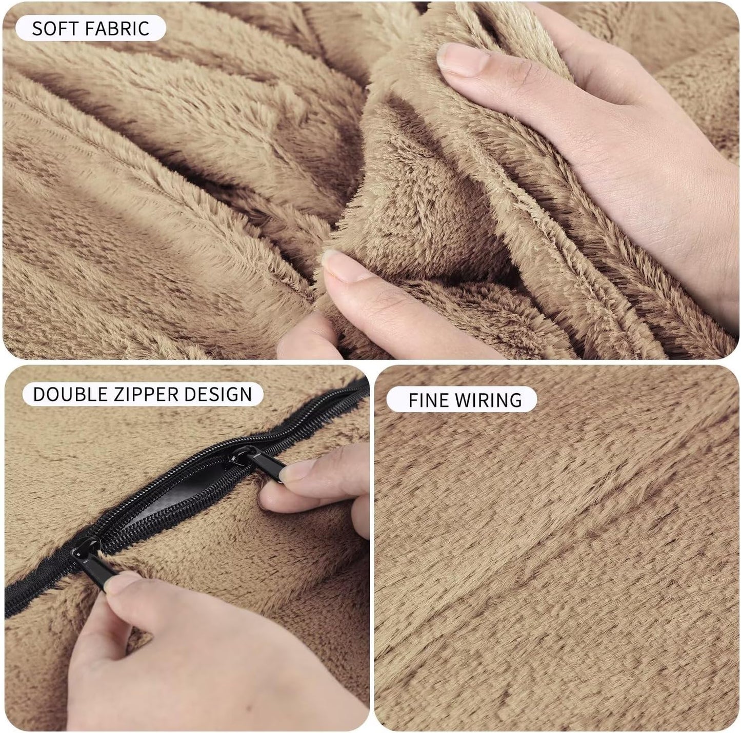 Bean Bag Chair for Adults 8FT,Soft Removable Cover for Teens/Girls Bedroom,Fluffy Giant Round Floor Beanbag Lounger Chairs (No Filler,Tan)