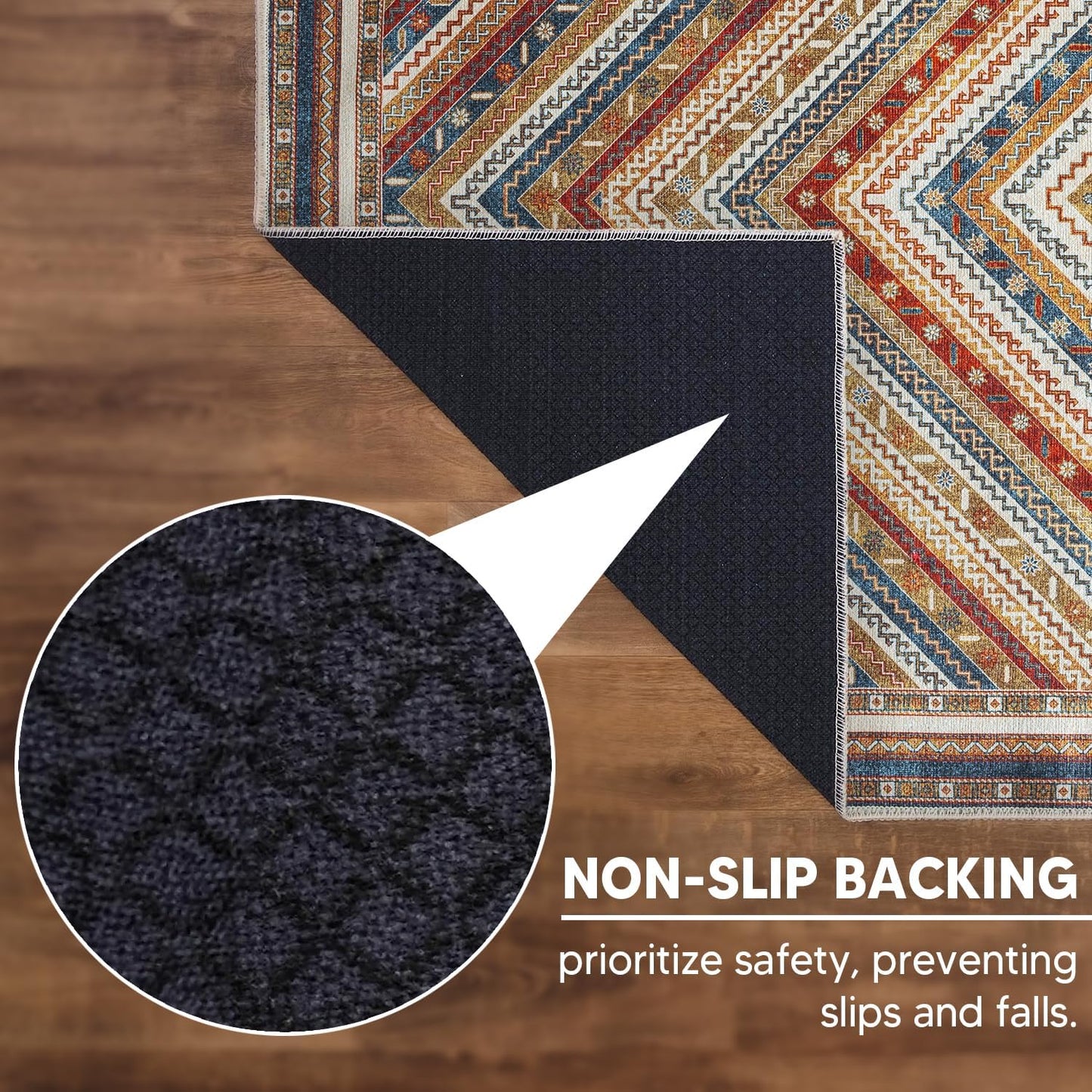 Keen Home Design 4x6 Rug - Machine Washable Area Rug with Non-Slip Backing, Ideal for Living Room, Dining Room, Bedroom - Vintage, Easy Clean, Durable, Low Pile Rug - (4' x 6')