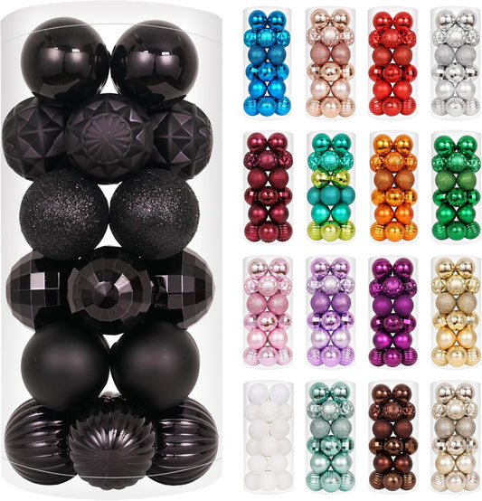 XmasExp 24ct Christmas Ball Ornaments Shatterproof Xmas Tree Hanging Balls Decorations Perfect for Halloween Decorations Holiday Wedding Christmas Decor(1.57", Black)