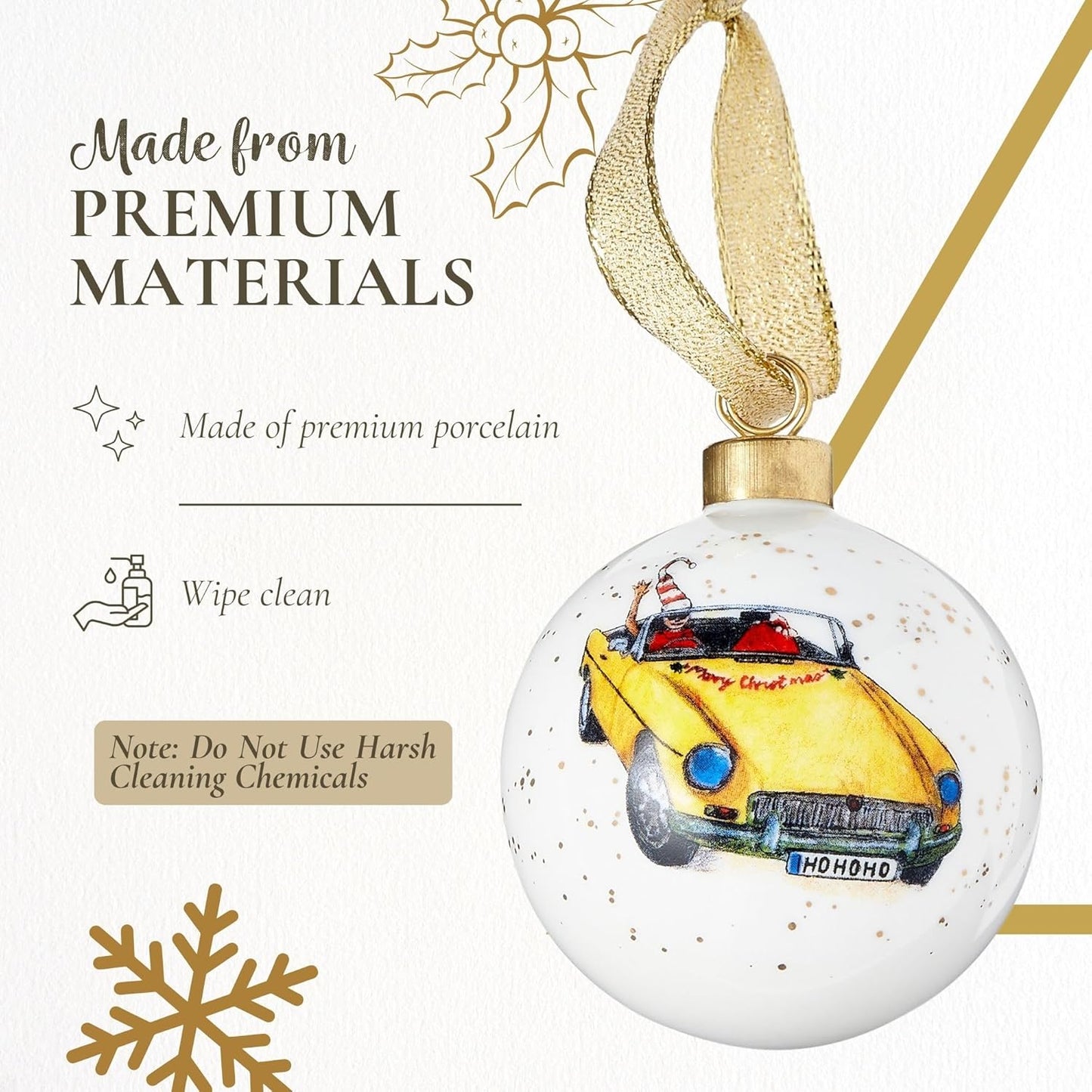 Spode Kit Kemp Christmas Ornament - Doodles Cruising Bauble- Porcelain Handcrafted Festive Charm, Unique Holiday Ornaments with Whimsical Design, Collectible Keepsake Holiday Decoration for Gifting