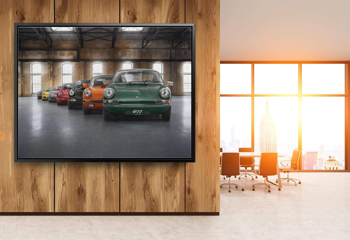 Porsche Car 911 Color Revolution Canvas Art Print Picture Wall Home Decor - Various Sizes (12in x 8in Modern Black Framed)