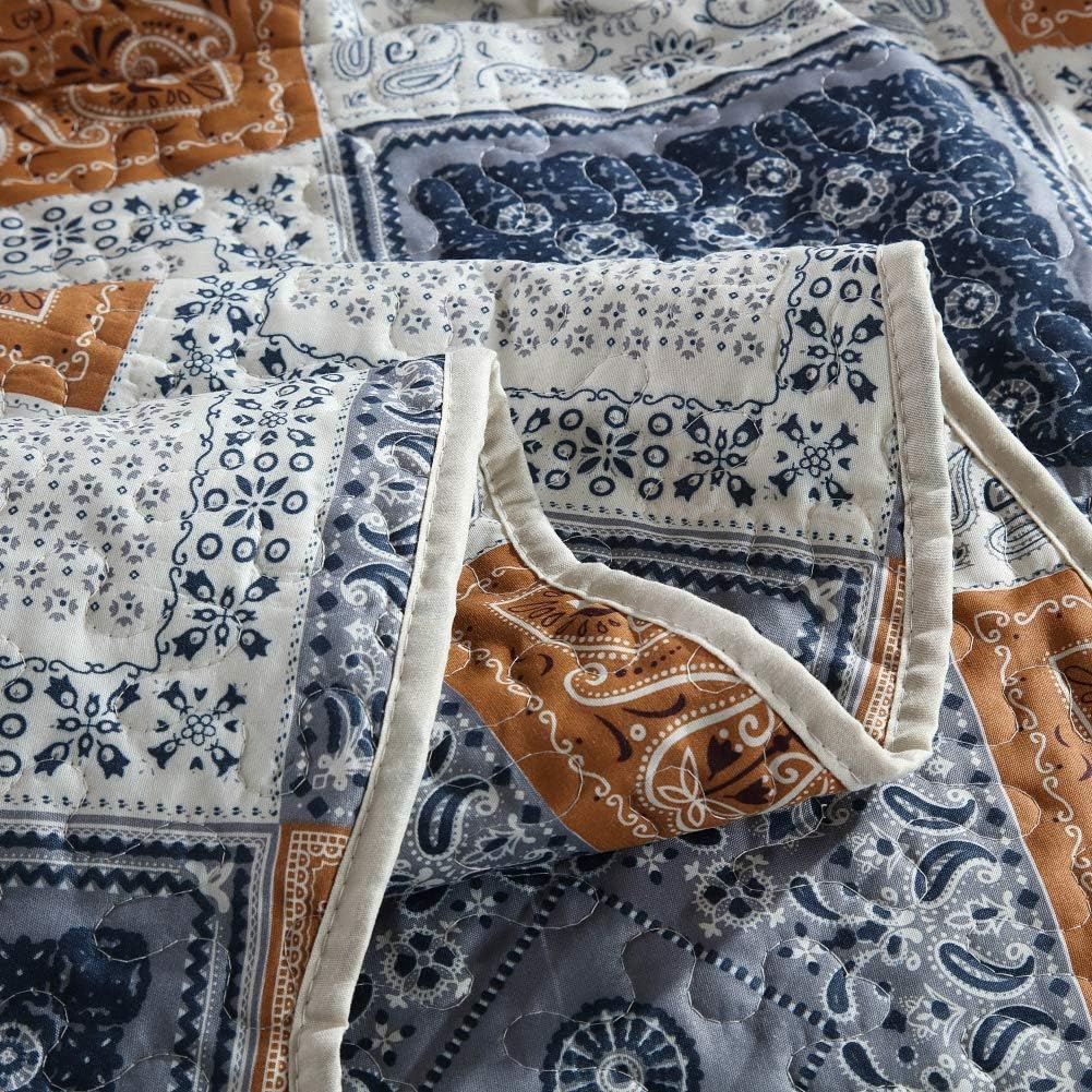 NEWLAKE Quilt Bedspread Sets-Color Block Pattern Reversible Coverlet Set,Queen Size