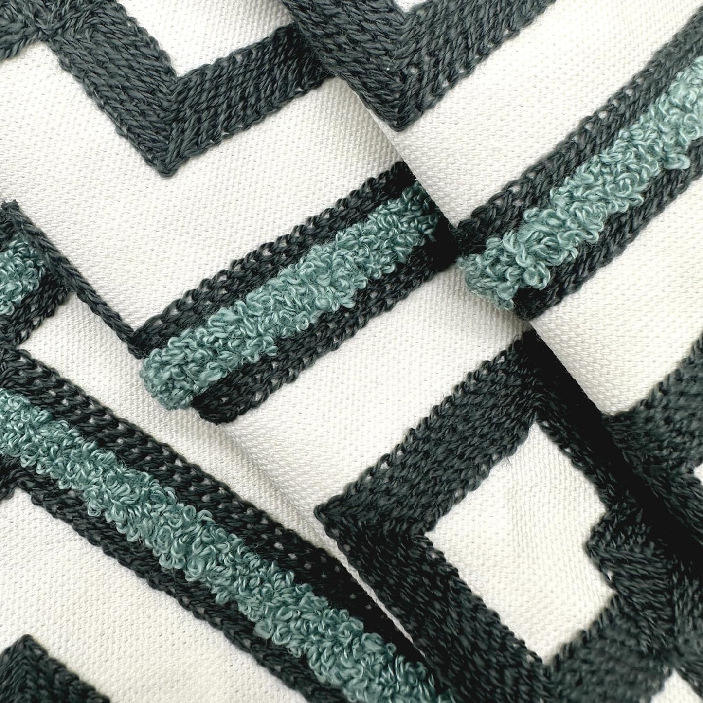 Alysheer Embroidered Lumbar Decorative Throw Pillow Cover 12"x 20", Classic Boho Geometric Embroidery Pattern Cotton Rectangular Cushion Case for Sofa Couch Living Room Bedroom (Navy Aqua)